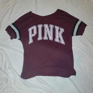 PINK Maroon Shirt w/gray glitter panels